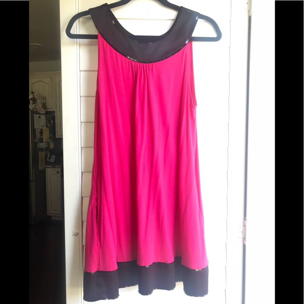 Express Pink and Black Shift Dress with Pockets